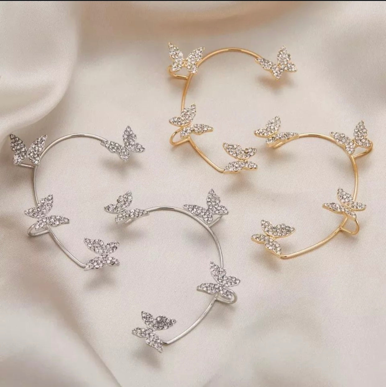 Crystal Butterfly Ear Cuff 2 Piece Set