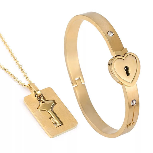 Heart Lock Bracelet with Key